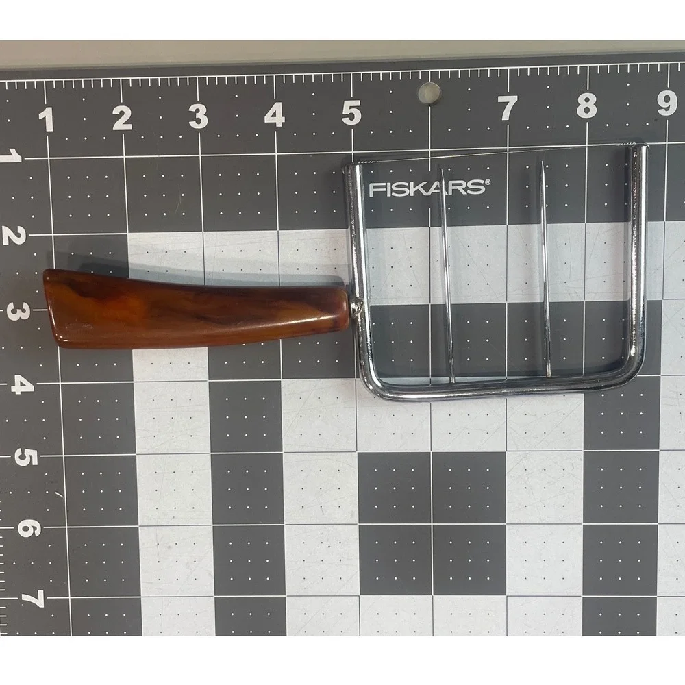 Vintage Wire Cheese Slicer with Faux Tortoiseshell Brown Resin Handle Chrome